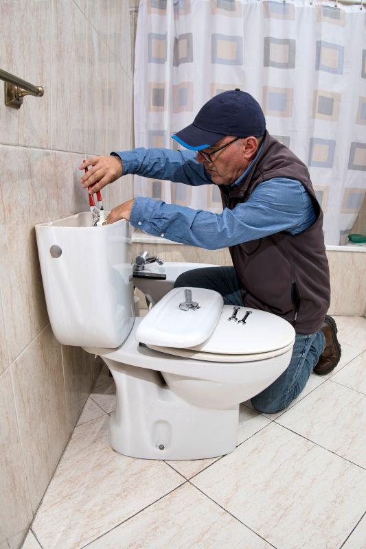 Plumber Fixing a Toilet